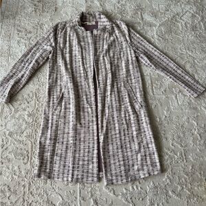 Light Pink Tweed Longline Women's Sweater Jacket